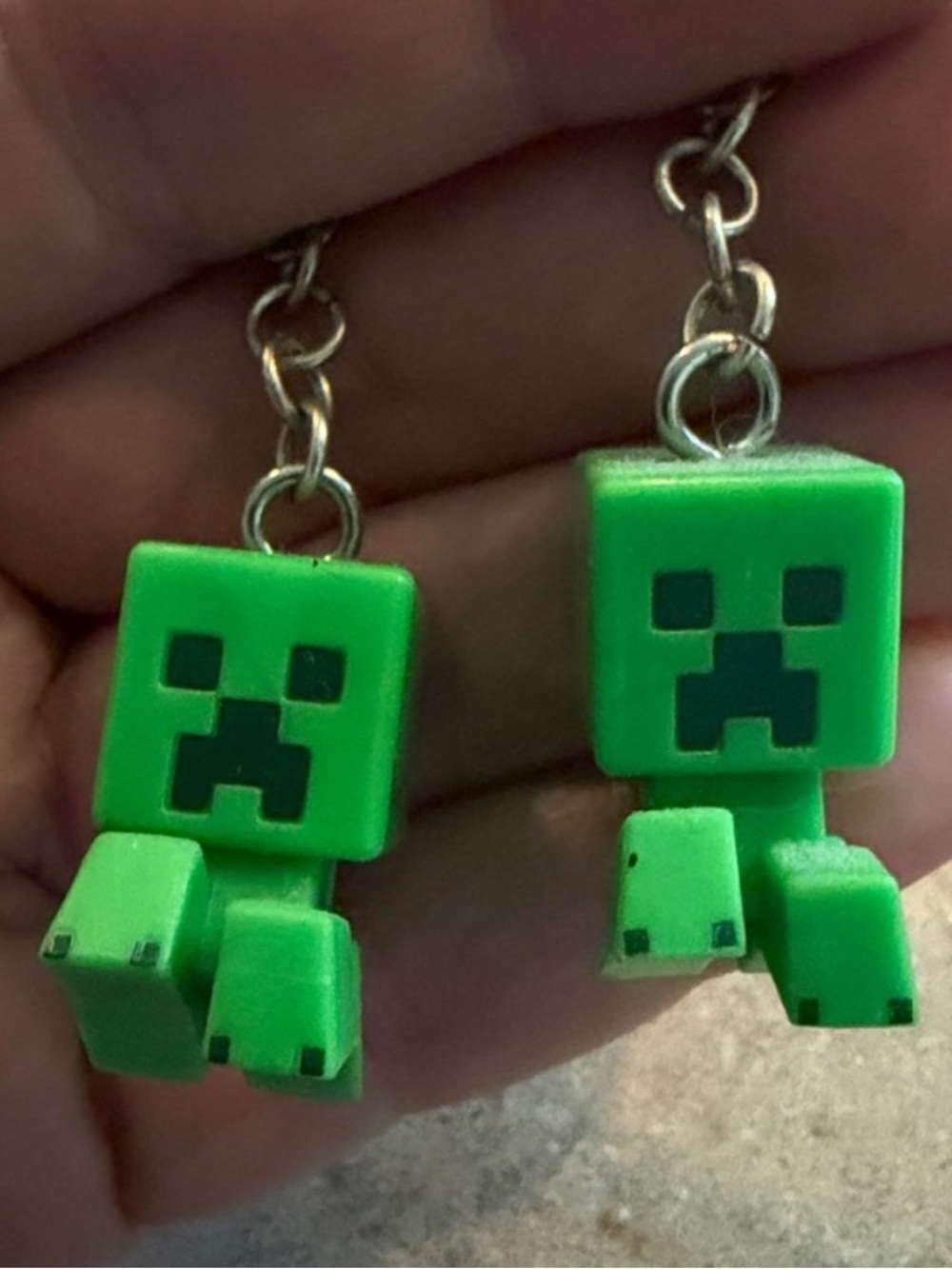 Green Minecraft Creeper Keychain Dangle Earrings Rare